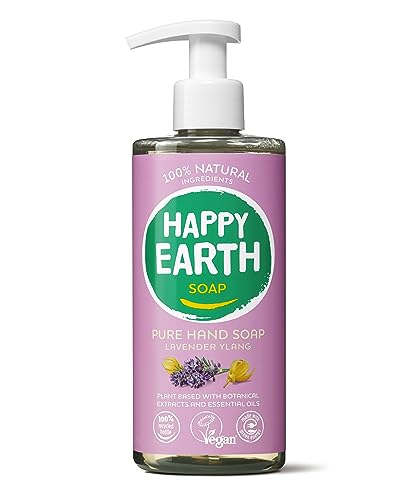 Happy Earth Jabón de Manos - Jabón con Dispensador - 100% Ingredientes Naturales & Veganos - Lavanda Ylang - 300 ML