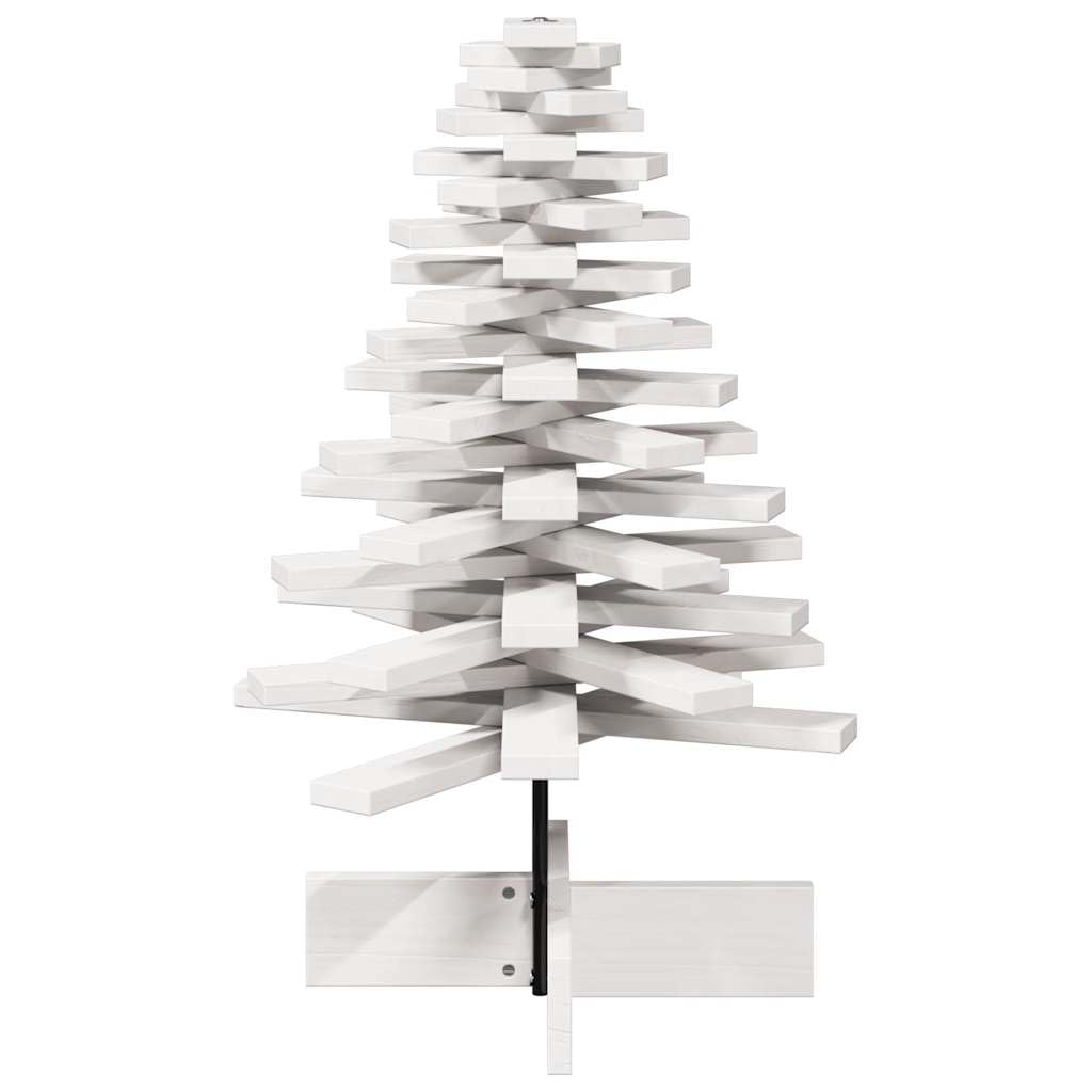 Albero di Natale in legno massello di pino, bianco, 52 x 52 x 80 cm