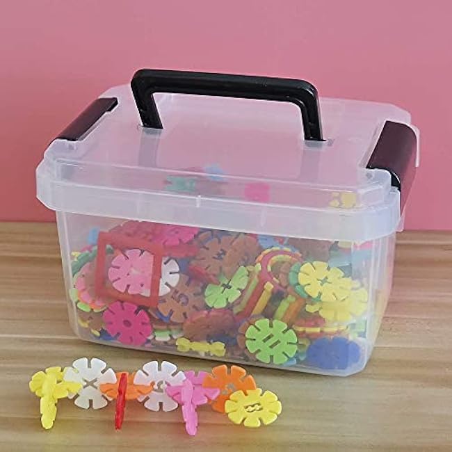 Plastic Storage Boxes, 4 Pack Small Clear Bins with Lids