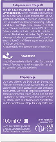 WELEDA Bio Lavendel Körperöl - ätherisches Naturkosmetik Hautpflege Massageöl / Pflegeöl mit Lavendelöl, Mandelöl & Sesamöl zur Pflege und Entspannung mit angenehm beruhigendem Duft (vegan / 100ml)