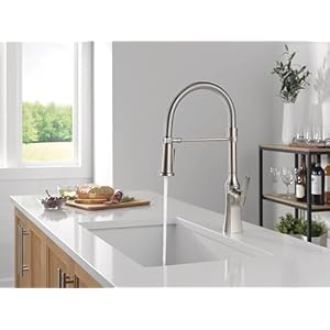 Delta faucet ermelo pro commercial style kitchen faucet with pull down sprayer brushed nickel commercial kitchen faucet spring kitchen faucet kitchen sink faucet stainless 18887 ss dst  urban country home decor