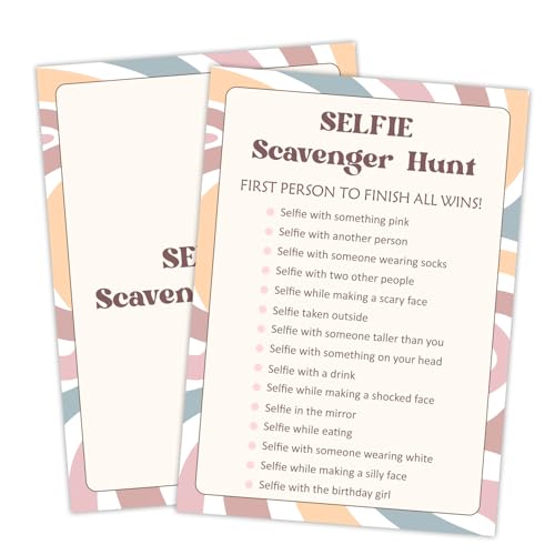 yutogan Birthday Party Games - Selfie Scavenger Hunt, Birthday Games for Girls Teen Adult Birthday Activity Party Supplies for Girls Night, Set of 20 Birthday Game Cards, Slumber Party Games /bir07