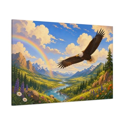 Toile aigle tableau salon grand format 120x80 décoration murale multicolore