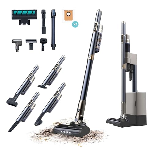 Cecotec Aspiradora Escoba Ligera sin Cable con Base Autovaciado Scoba 3000 Station. Motor Digital Brushless 210W, Presión de Succión 20kPa, Autonomía 40 Minutos, 2 Modos, Cepillo Jalisco, Accesorios