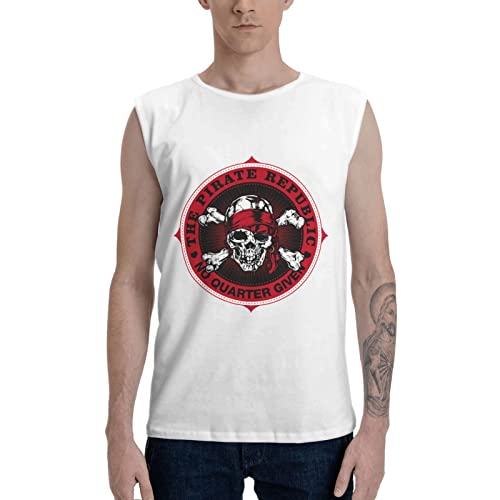T-shirt pirate rouge sans manches pour femme au style humour républicain