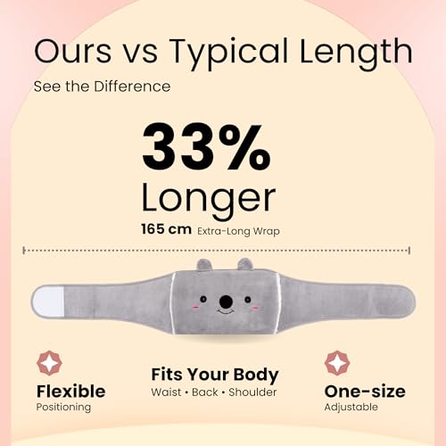 Straame Adjustable Wearable Hot Water Bottle Belt – 1L, 65 inches (165 cm) – Cozy Koala for Period Cramps, Back, Neck & More – Hands-Free Pain Relief – Included Hot Water Bottle, Belt & Cover (Grey) - Image 6