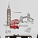 miaoqiushiyi Autocollants Muraux d'autobus Londoniens À Deux Étages Autocollants Amovibles Creative Art Mural Home Decor Décoration Grand