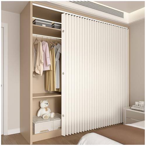 APMOE Cortinas para Armarios, Cortinas Antipolvo Plegable con Riel Autoadhesivo, Cortina de Gabinete para Estantes Armarios Sin Puertas, Protección de la Privacidad