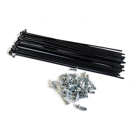 KTKEET 13G Ebike Spokes 2.3mm High-Carbon Steel Bicycle Spokes 65-305mm Bike SpokesBlack/Silver J Bend Wheel Spokes with Nipple for Mountain Bike Ebike Tricycle Wheels (Black,180mm) Cover