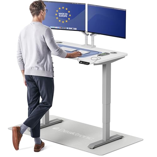 Image of Desktronic HomePro Standing Desk 48x24 - Made in Europe, Ergonomic Sit Stand Home Office Desk, Electric Height Adjustable, Dual Motor, USB & USB-C Charging, Wobble-Free, Touchscreen, 3 Memory Presets