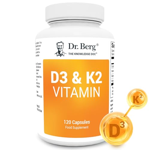 Dr. Berg Vitamin D3 K2 w/ MCT - Includes 2 000 IUs of Vitamin D3 & 50 mcg MK7 Vitamin K2 - No Added Sugars Maltodextrin or Corn Syrup - 120 Capsules