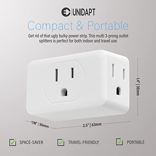 Multi Plug Outlet Extender, Unidapt 3 Outlet Wall Adapter, Multiple Outlet Splitter, Grounded Wall Tap Power Plug Expander For Cruise Ship Home Office Dorm Essentials, 2-Pack #TOP2