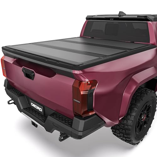 Image of OEDRO Low-Profile Hard Tri-Fold Tonneau Cover Compatible with Toyota Tacoma 2024 2025 2026 (Excl. Trail Edition) 6ft Bed with Tacoma Bed Rail, One-Handed Quick Release, Drainage Design
