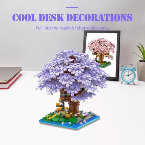 Image of Purple Cherry Blossom Tree House Building Set, 1113+ PCS Japanese Sakura Mini Blocks for Ages 14+ | Kawaii Collectible Home Decor | 1 Year Manufacturing Warranty