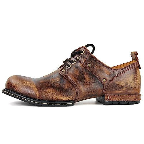 Image of Men's Retro Brushed Black Chukka Boots Lace-up Motorcycle Casual Leather Dress Ankle Boot for Men Fashion 6015-1-E-R