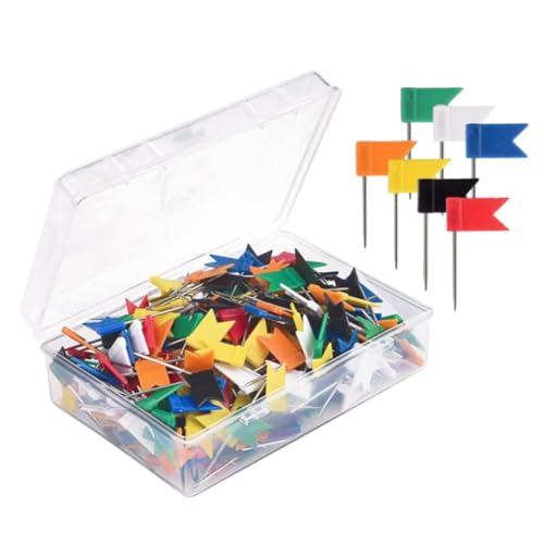 Toyvian 100pcs Colorful Map Flag Push Pins Tacks Steel Tacks with Plastic Flags Head for Travel Map Cork Board Bulletin (Random Color) image 1