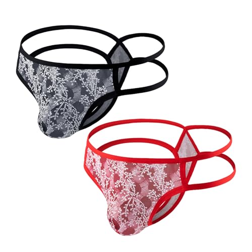 Sexy Men G-string Hollow Out Print Thong Underwear T Back Panties Big Pouch U Convex Briefs