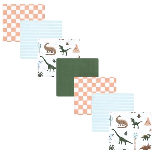 Image of Hudson Baby Unisex Baby Cotton Flannel Receiving Blankets 7-Pack Bundle, Retro Dinosaur, One Size