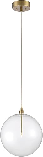 Miniatura 3 de Francis Millar FR70114NB - Moderno colgante de 1 luz, lámpara colgante de globo de vidrio transparente, isla de cocina, lámpara de techo industrial