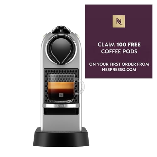 Nespresso Citiz Coffee Pod Machine by Krups. Compact Espresso Maker for Original Pods, 19-Bar High Pressure, Fast Heat-Up, Energy Saving, Auto Shut-Off, Recyclable Pods in Silver XN741B40
