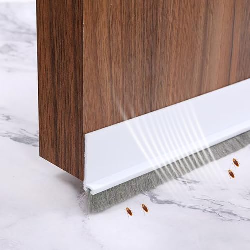 #VerdientProvisionen<br>Bürstendichtung Selbstklebend Zugluftstopper für Türen 100cm Zugluftstopper Haustür Türdichtung Selbstklebend mit Bürste Türdichtung Unten Türbesen Luftzugstopper Silikon Bürstendichtung(Weiß)