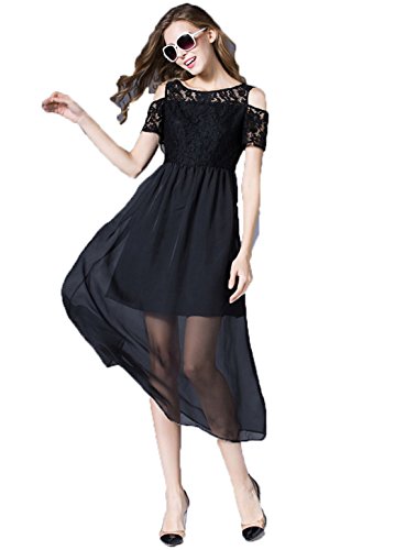 Robe sans bretelles en Tencel noir YALI à doubles manches pour femme