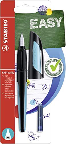 Stabilo B-53920-5 Easy Buddy M Nib Fountain Pen - Black/Sky Blue
