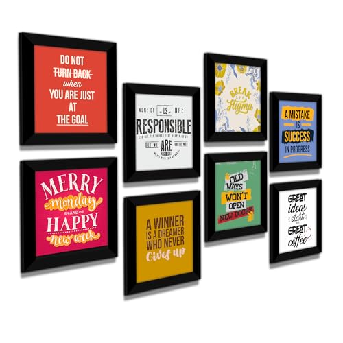 Image of PAPER PLANE DESIGN Motivational and Inspirational Quotes Wall Framed Poster, Office Decor, Wall Frames with Quotes.Set of 8 (10 x 10 Inch) (FRAMED POSTERS)