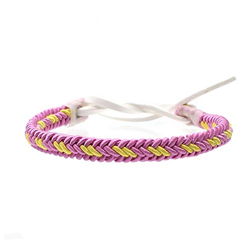 BDM Pulsera taurina color del capote, brazalete trenzado amarillo y rosa, pulsera unisex torero, moda orginal.