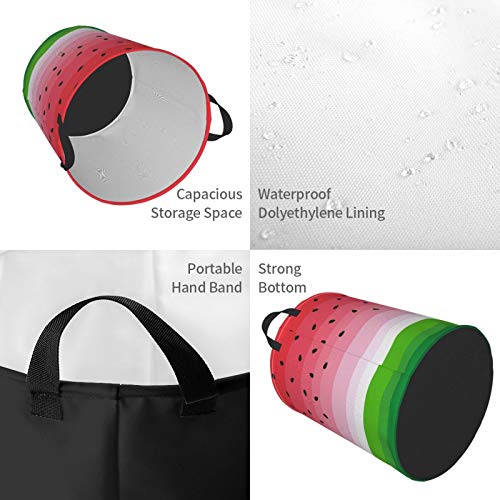 Kiuloam Summer Watermelon Fruit Laundry Baskets, Bedroom Hamper Collapsible Waterproof Oxford Fabric With Handle Foldable Cloth Washing Bin Tote Bag (16.5 Inches) #TOP4