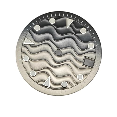 ZHGUIMING 28.5mm ウォッチダイヤル ウォーターリップル グラデーションカラー ウォッチフェイス グリーン 夜光面 メンズウォッチアクセサリー NH35ムーブメント用(Black - Grey)