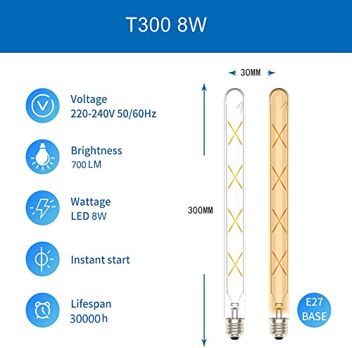 Bombilla E27 LED retro T30 con cristal ámbar Ruihua para lámparas decorativas de filamento 3