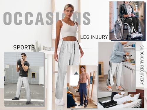 Men Tear Away Pants Cotton 2 Side Zippers Snaps Post Surgery Breakaway Pant Full Open Rip Off Sweatpant for Hip Replacement4