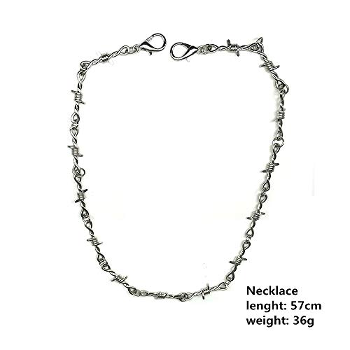 Punk Thorns Necklace Metal Chain Safety Obtuse Padlock Flame Necklace Hiphop Rock Jewelry for Men2