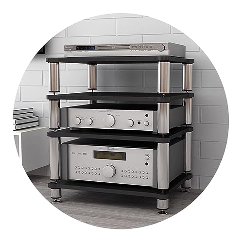 HiFi-Audioschrank 4-lagige Einstellbare Funktion Multifunktionaler Mehrschichtiger HiFi-Schrank Audio-Video-Komponenten Stereo-Geräteschrank (Color : Schwarz, S : 60 * 48 * 94cm(4Tier))