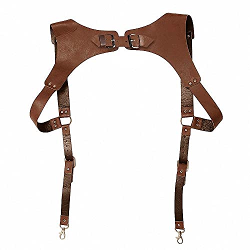 Goobester Men's Leather Vest Straps Braces PU Belts Adjustable Vintage Men's Chest Mens Harness Suspender Brace Straps Buckle