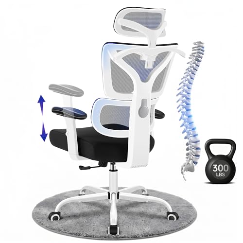 Image of Ergonomic Office Chair, High Back Mesh Computer Chair with Comfortable Adaptive Lumbar Support, Built-in Coat Hanger, SGS Class 4 Gas Lift, Heavy Duty 300lbs for Long Hours Home Office