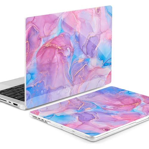 Image of MEEgoodo Case for MacBook Pro 14 inch (M5 /M4 /M3 /M2 /M1) Pro /Max 2026 2025 2024 2023 2021, Laptop Case Fit Model A3427 /A3426 /A3434 /A3112 /A3401 /A3185 /A2918 /A2992 /A2779 /A2442, Pink Marble Texture