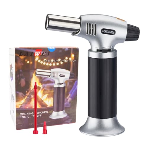 Soplete de soplete LAIWEI S400, recargable, se adapta a todos los botes de butano, llama ajustable, ideal para barbacoas, hornear, postres y pasteles de crema.