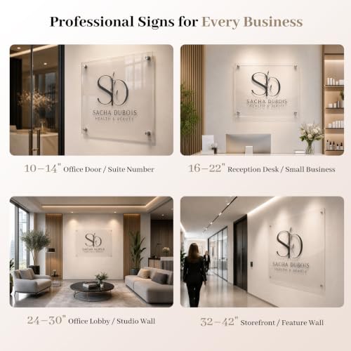 Image of Custom Acrylic Business Sign Personalized Office Logo Wall Sign Storefront | Professional Branding, Business Identity, Reception, Salon, Office, Lobby, Premium Finish, UV Resistant, Easy Installation