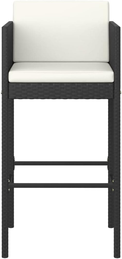 5 Piece Patio Bar Set with Cushions,Backyard Decor,Backyard Sofa Suit,Outdoor Furniture,Casual Table Chairs,Perfect for Indoor, Outdoor Garden, Lawn, and Backyard, Poly Rattan Black