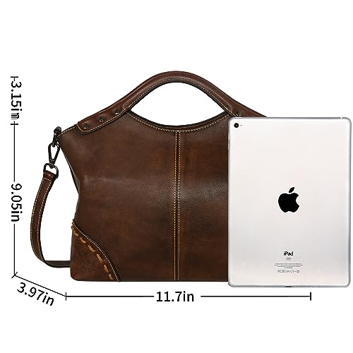 HESHE Leather Purses for Women Satchel Bag Designer Handbag Vintage Top Handle Purse Crossbody Bag Hobo Handbags4