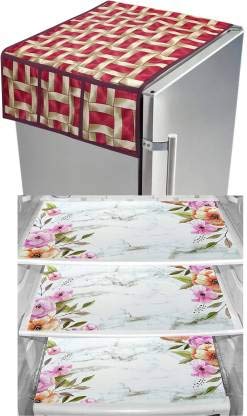 NICASA Refrigerator Cover and Mat Combo (Red&White)