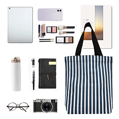 Tote Bag Canvas Shoulder Bag Casual Shopping Bag Multipurpose Reusable Bag for College Class Work Grocery Travel Washable (BLUE)2