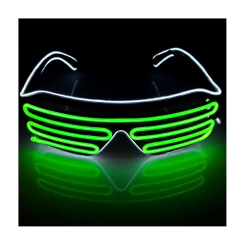 J&L Glasses LED Light Up Shutter Glasses EL Wire Neon Glasses Sound Activated for Halloween Disco Bar Party