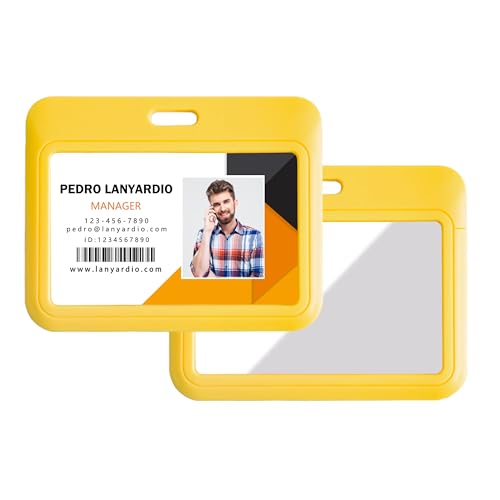 Lanyardio 3 Pack Sliding Horizontal ID Badge Holder Hard