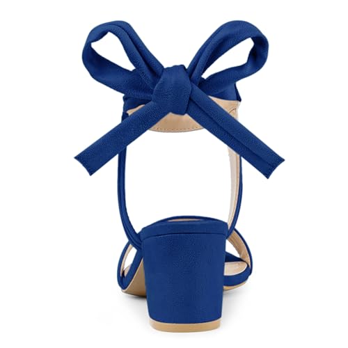 Image of Allegra K Women's Open Toe Ankle Tie Back Block Heels Sandals
