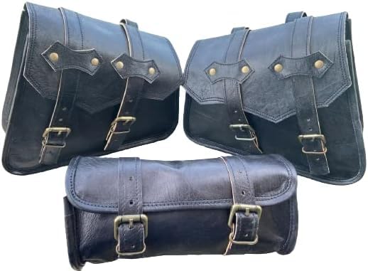 Leather Saddle Bags || Motorcycles Bike Power Sports Moped accessories || Leather Dual sport Motorcycle Two Saddle Bag || Handmade Panniers Luggage Left Right Two Side Bag ||