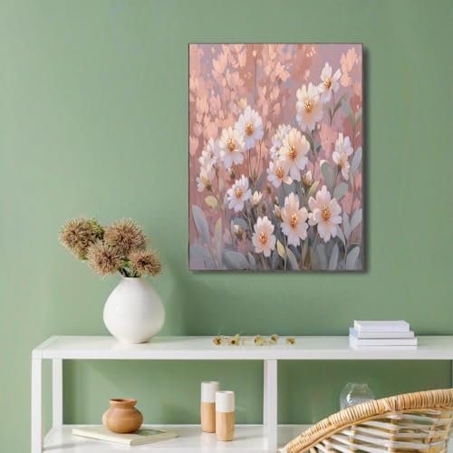 Tableau décoration murale salon pour illuminer un intérieur sombre, fleurs rose