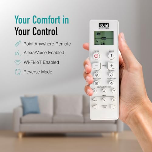 Image of KUHL Platin D6 1200 mm BLDC 65% Power Saving BLDC Ceiling Fan with Remote |BEE 5 Rated & ISI Marked| Down Light | 38W |Low Noise|IoT - Operate via Mobile & Alexa | Reverse Mode|Free Installation|Brown